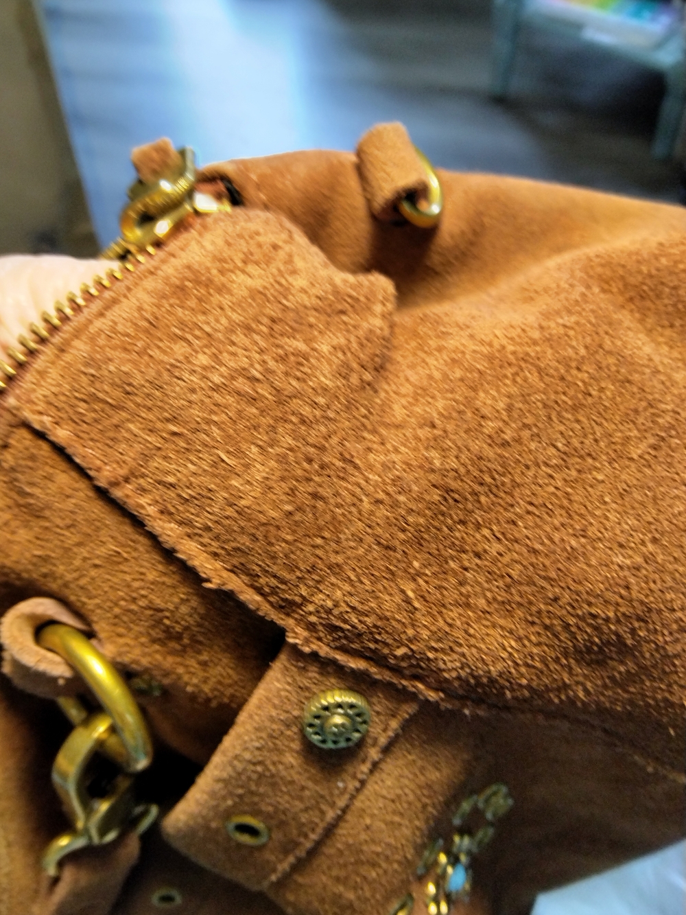 The Sak Tan Suede Crossbody Bag with Stud Accents - Picture 11 of 12